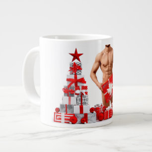 Frohe Weihnachten SlipperyJoe rot weiß silber Gesc Jumbo-Tasse