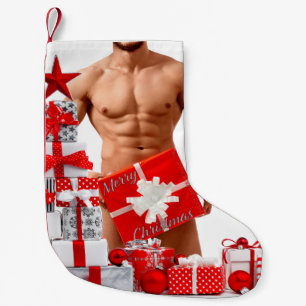 Frohe Weihnachten SlipperyJoe rot weiß silber Gesc Kleiner Weihnachtsstrumpf
