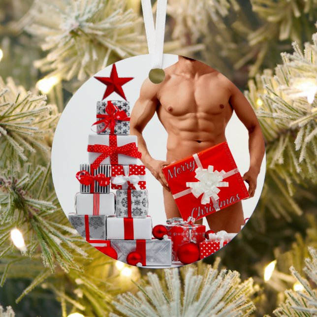 Frohe Weihnachten SlipperyJoe rot weiß Silber Gesc Ornament Aus Metall (InSitu)