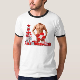 Frohe Weihnachten SlipperyJoe rot weiß silber Gesc T-Shirt
