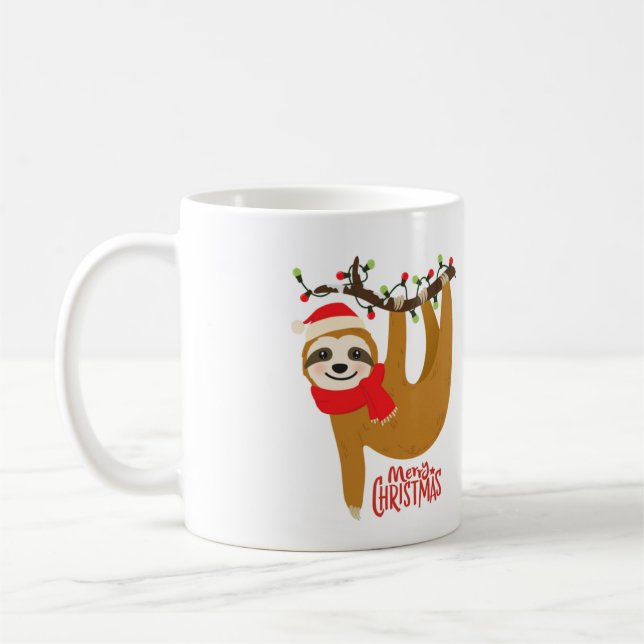 Frohe Weihnachten Sloth Kaffeetasse (Links)