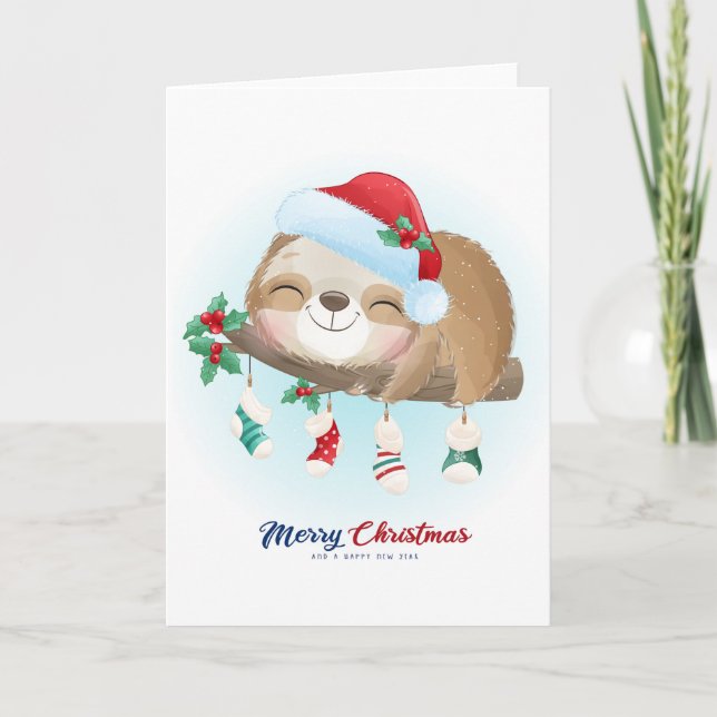 Frohe Weihnachten Sloth Karte (Vorderseite)