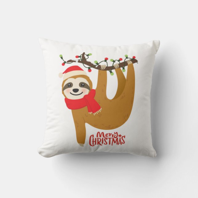 Frohe Weihnachten Sloth Kissen (Vorderseite)