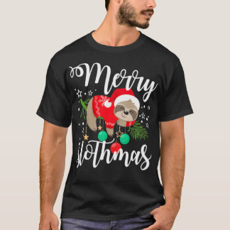 Frohe Weihnachten Sloth Lazy Weihnachtsmannmütze T-Shirt