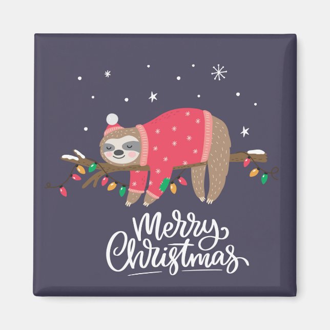 Frohe Weihnachten Sloth Magnet (Vorne)