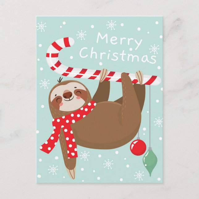Frohe Weihnachten Sloth Postkarte (Vorderseite)
