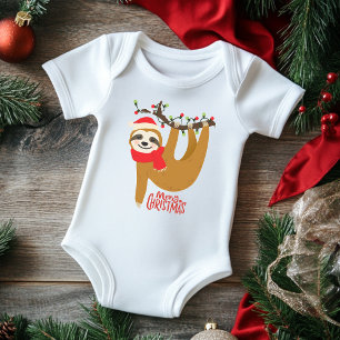 Frohe Weihnachten Sloth Urlaub Baby Strampler