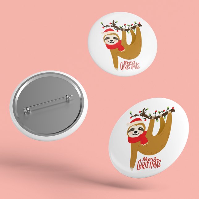 Frohe Weihnachten Sloth | Urlaub Button (Von Creator hochgeladen)