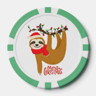 Frohe Weihnachten Sloth Urlaub Pokerchips