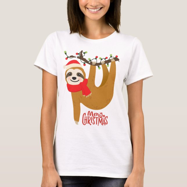 Frohe Weihnachten Sloth | Urlaub Tri-Blend Shirt (Vorderseite)