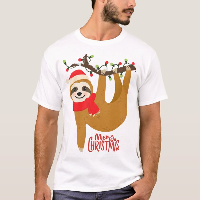 Frohe Weihnachten Sloth | Urlaub Tri-Blend Shirt (Vorderseite)