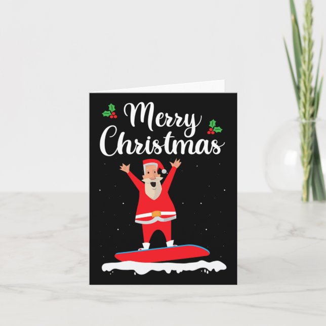 Frohe Weihnachten Snowboarden Weihnachtsmann Board Karte (Vorderseite)