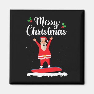 Frohe Weihnachten Snowboarden Weihnachtsmann Board Magnet