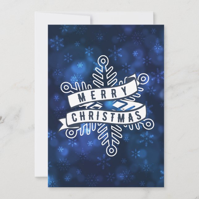 Frohe Weihnachten Snowflake Banner Blue Bokeh (Vorderseite)