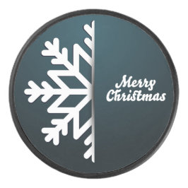Frohe Weihnachten Snowflake Blue Eishockey Puck
