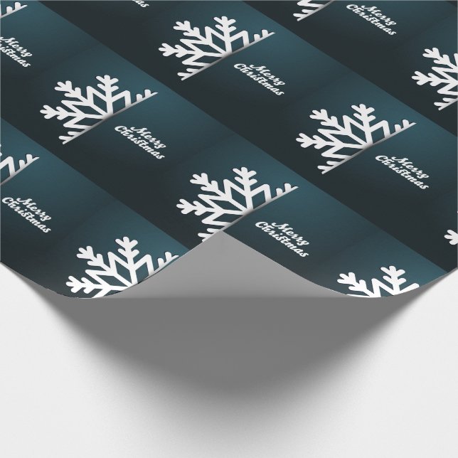 Frohe Weihnachten Snowflake Blue Geschenkpapier (Ecke)