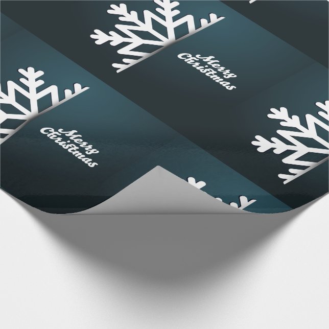 Frohe Weihnachten Snowflake Blue Geschenkpapier (Ecke)