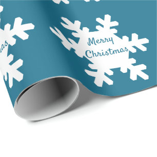 Frohe Weihnachten Snowflake Muster Blue White 2022 Geschenkpapier