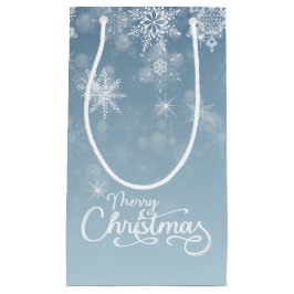 Frohe Weihnachten Snowflakes Blue Holiday Kleine Geschenktüte