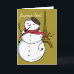 Frohe Weihnachten Snowman<br><div class="desc">"Fröhliche Weihnachten", "Eiffel Tower and a snowman with beret, red scarf and stick zigarette"</div>