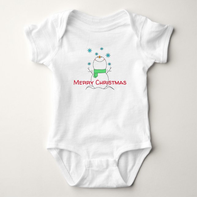 Frohe Weihnachten Snowman Baby Strampler (Vorderseite)
