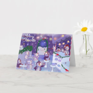 Frohe Weihnachten Snowman Cafe Karte
