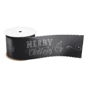Frohe Weihnachten Snowman Chalkboard Design   Satinband