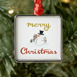 Frohe Weihnachten+Snowman Design Ornament Aus Metall