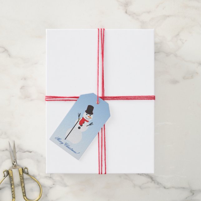 Frohe Weihnachten! Snowman Gift Tags Geschenkanhänger (Mit Garn)