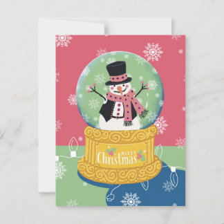 Frohe Weihnachten Snowman Globe Postkarte