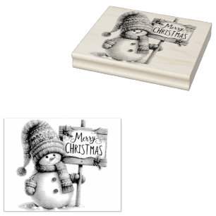 Frohe Weihnachten Snowman Gummistempel