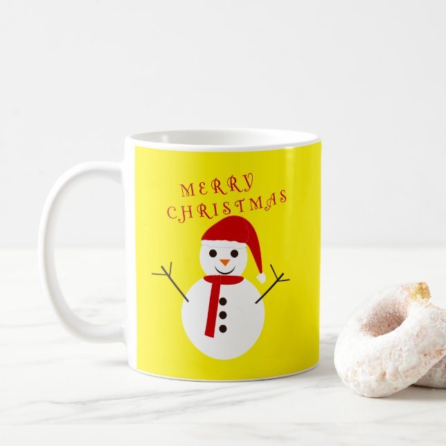 Frohe Weihnachten Snowman Kaffeetasse (Mit Donut)