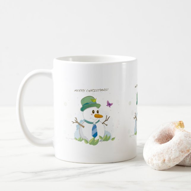 Frohe Weihnachten Snowman Kaffeetasse (Mit Donut)