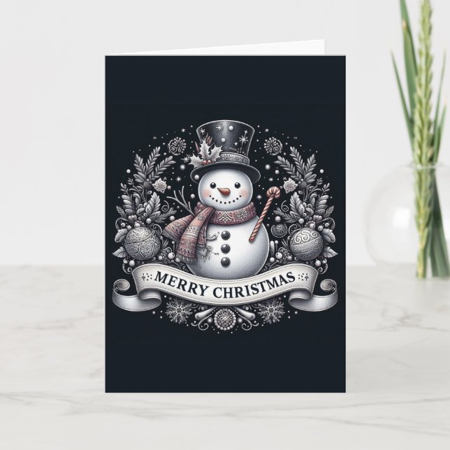 Frohe Weihnachten Snowman Karte (Vorderseite)