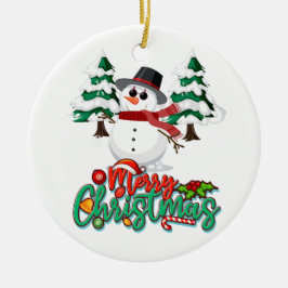 Frohe Weihnachten Snowman Keramik Ornament