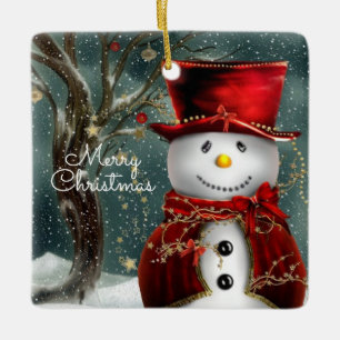 Frohe Weihnachten Snowman Keramikornament