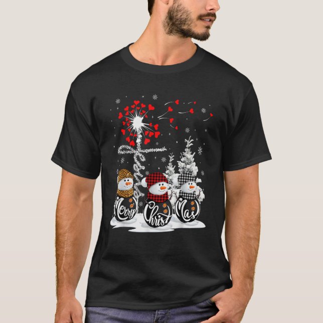Frohe Weihnachten Snowman Leopard Buffalo Red Kari T-Shirt (Vorderseite)
