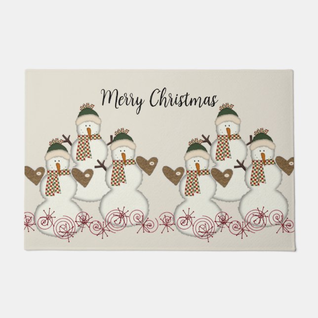 Frohe Weihnachten Snowman Matt Doormat Fußmatte (Vorderseite)