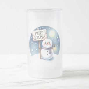Frohe Weihnachten Snowman Mattglas Bierglas