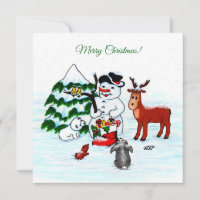 Frohe Weihnachten! Snowman mit Freunden