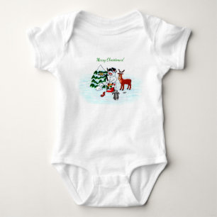 Frohe Weihnachten! Snowman mit Freunden Baby Strampler