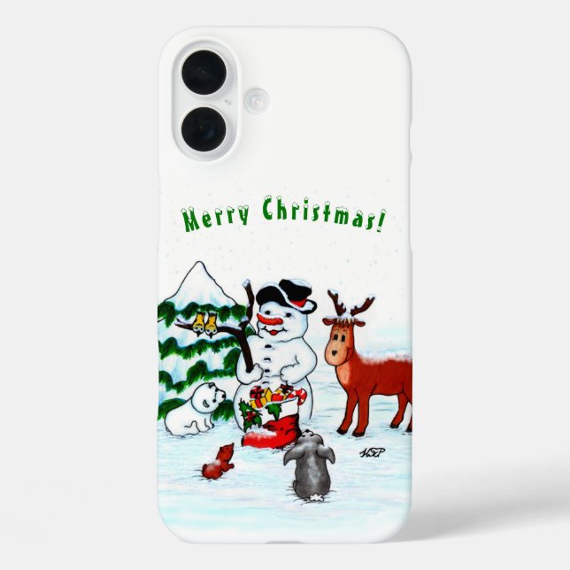 Frohe Weihnachten! Snowman mit Freunden Case-Mate iPhone Hülle (Rückseite)