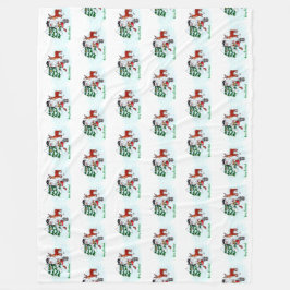 Frohe Weihnachten! Snowman mit Freunden Fleecedecke