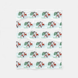 Frohe Weihnachten! Snowman mit Freunden Fleecedecke