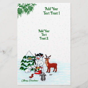 Frohe Weihnachten! Snowman mit Freunden Flyer