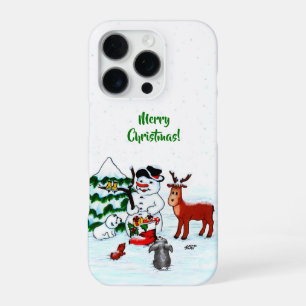 Frohe Weihnachten! Snowman mit Freunden iPhone 16 Pro Hülle