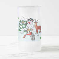 Frohe Weihnachten! Snowman mit Freunden