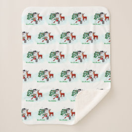 Frohe Weihnachten! Snowman mit Freunden Sherpadecke