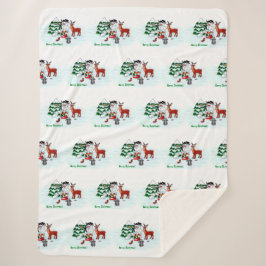 Frohe Weihnachten! Snowman mit Freunden Sherpadecke