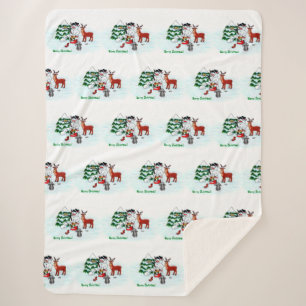 Frohe Weihnachten! Snowman mit Freunden Sherpadecke